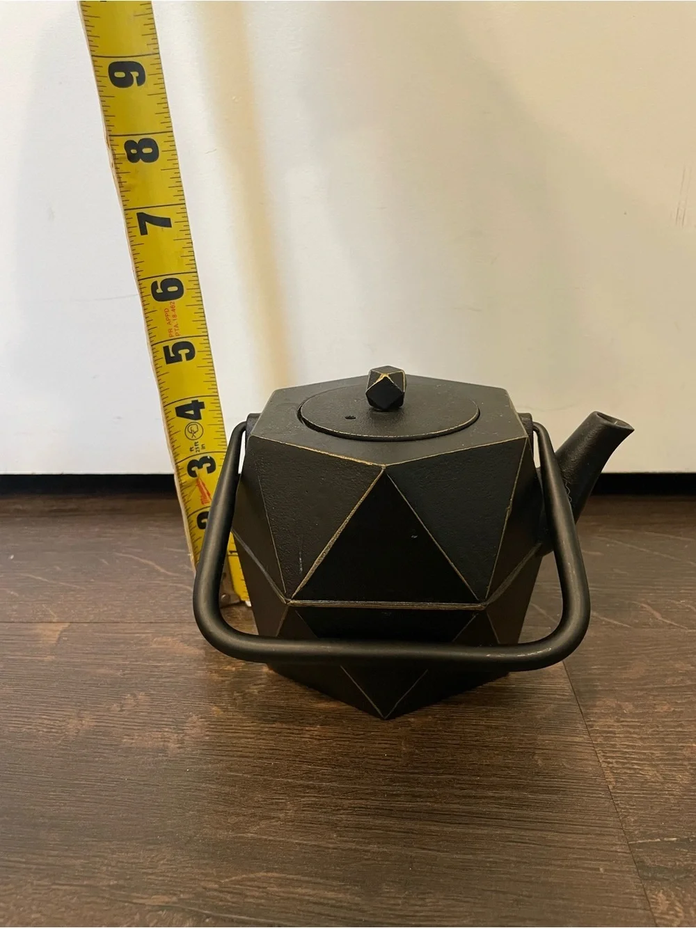 Japanese Cast Iron Teapot Black Geometric Modern With Infuser